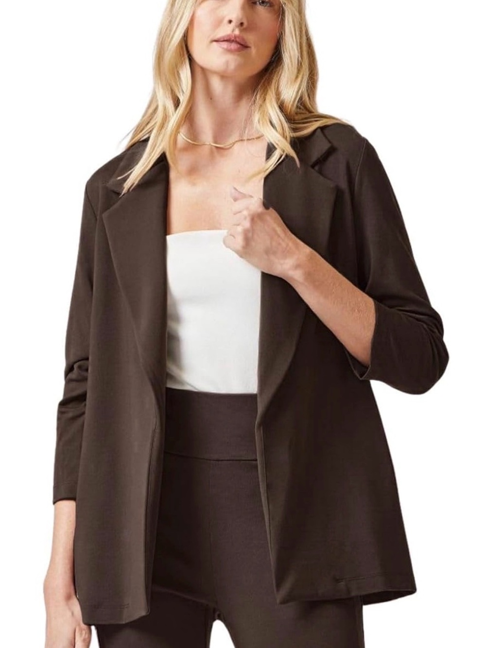 NWT Dear scarlet Womens 3/4 Ruched Sleeve Magic Blazer  Size Large $36